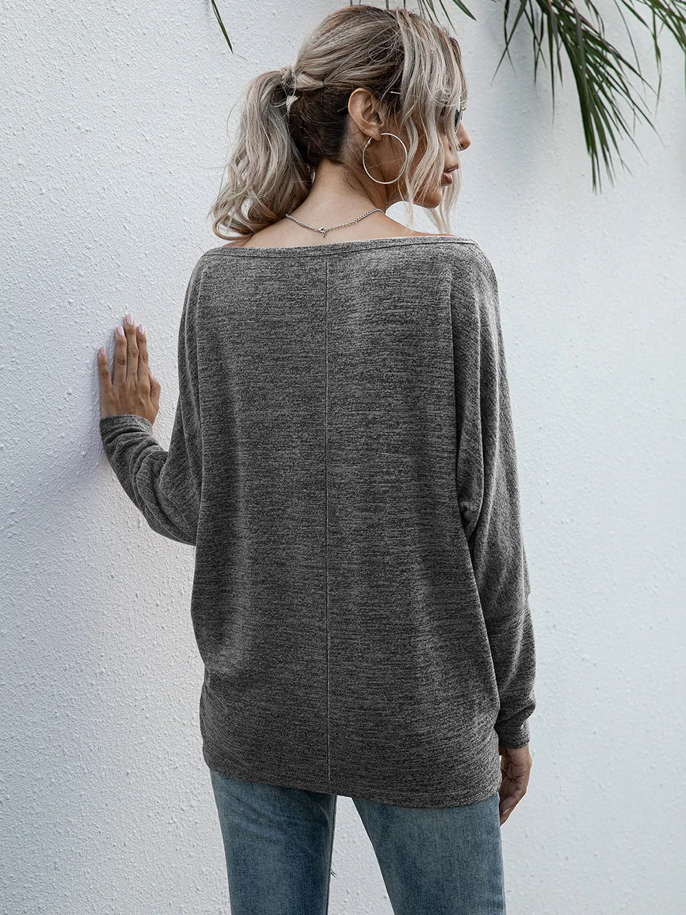 Heather Knit Boatneck Pullover