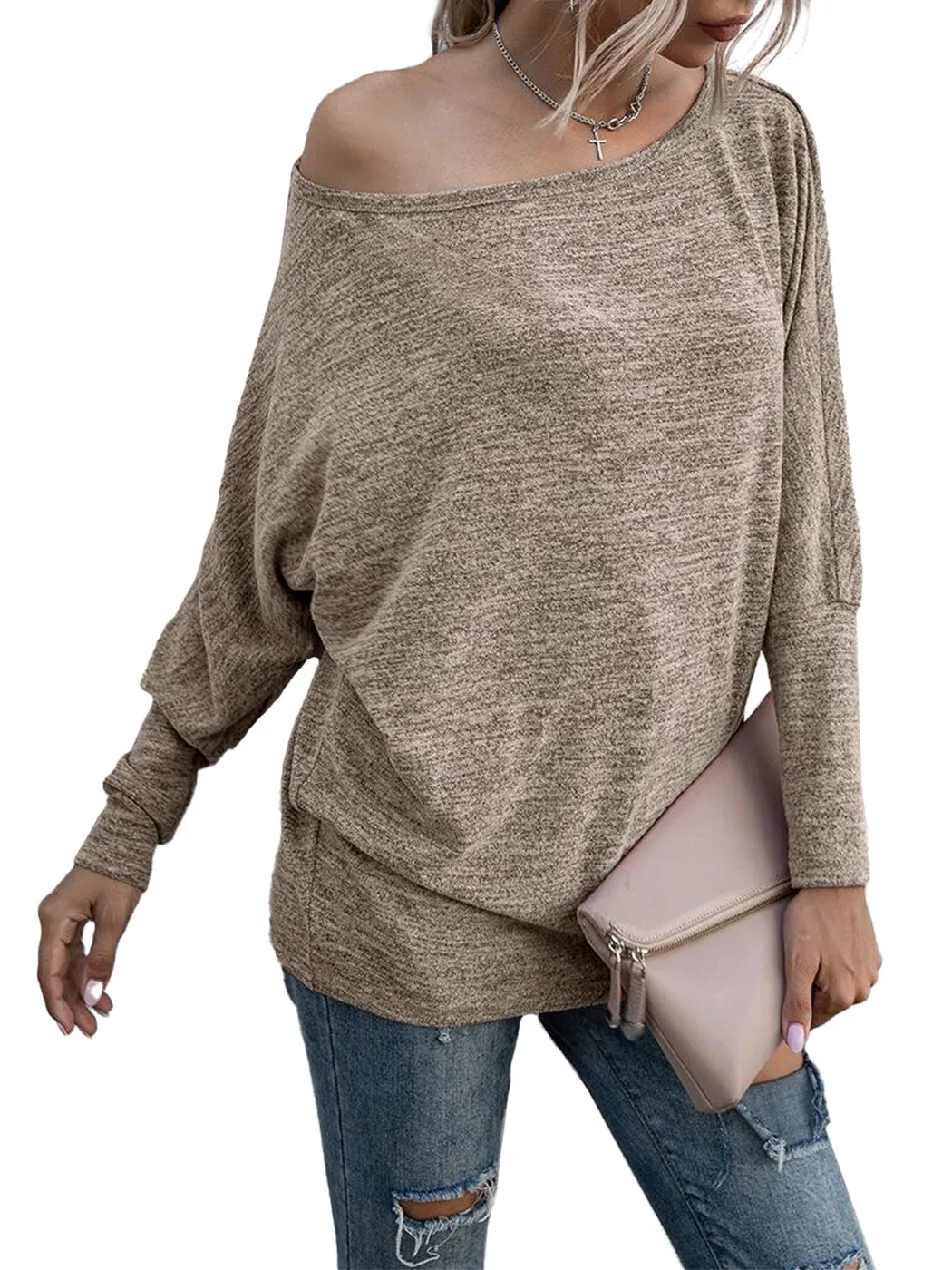 Heather Knit Boatneck Pullover