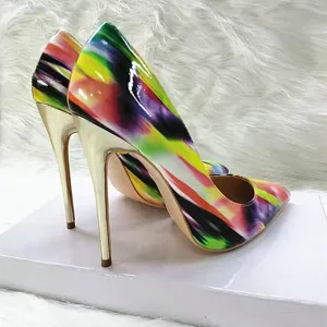 High-heels with Colorful Patterns Women Party Shoes