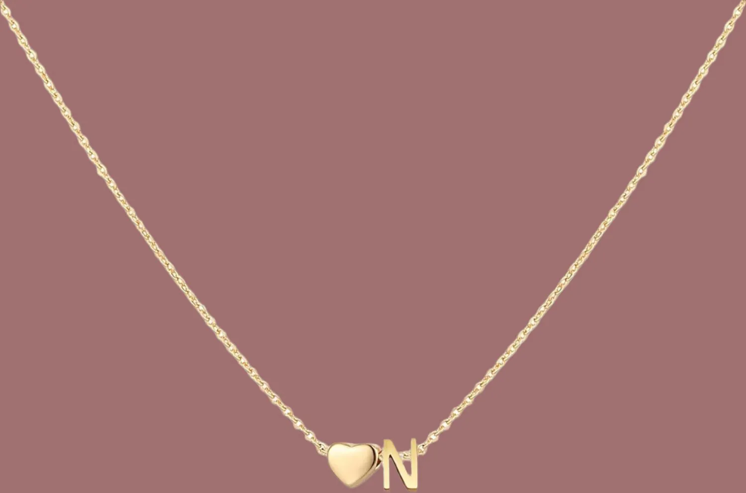 Initial Heart Necklace,18K Gold Plated Stainless Steel Tiny Heart Letter Necklace Personalized Monogram Name Necklace for Women