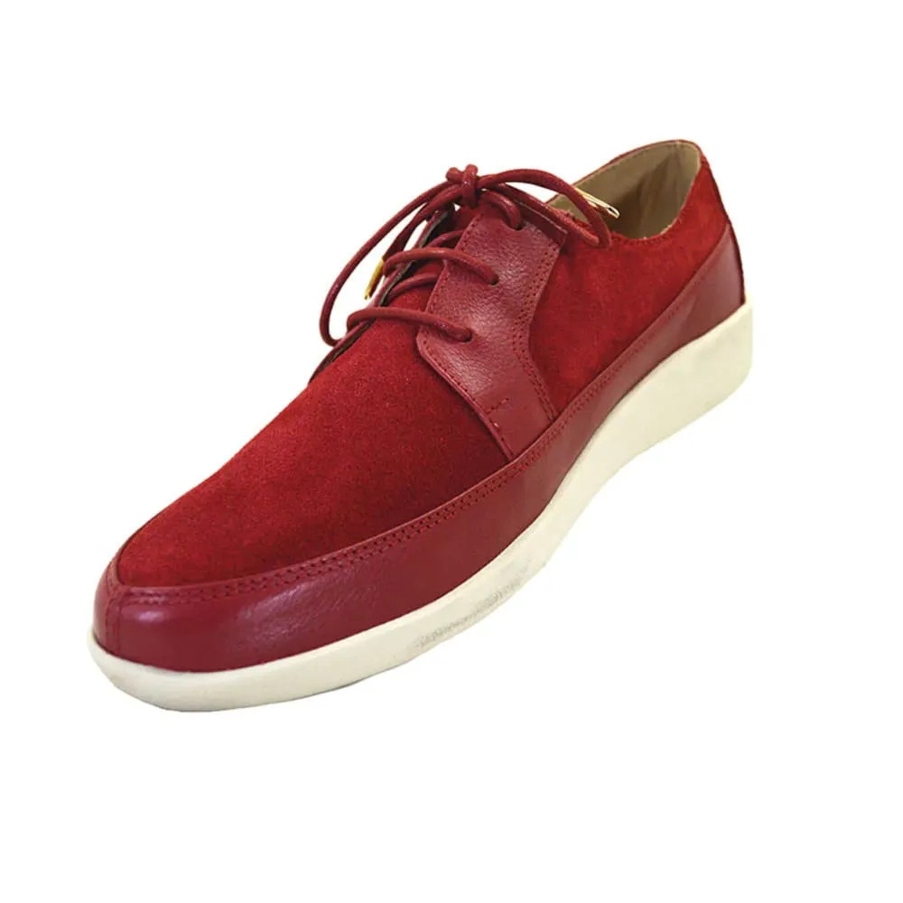 Johnny Famous Bally Style Park West Men's Red Leather and Suede Low Tops