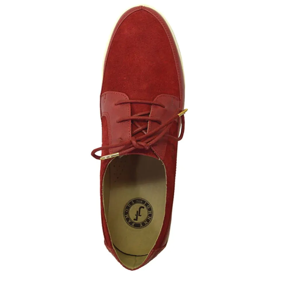 Johnny Famous Bally Style Park West Men's Red Leather and Suede Low Tops