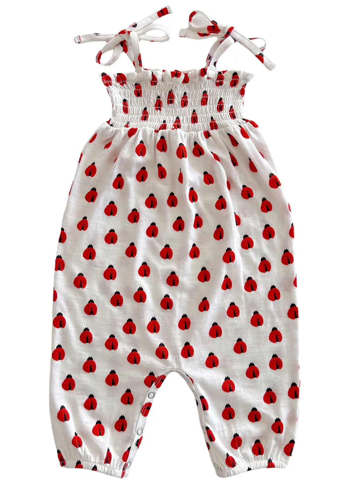 Ladybug / Organic Smocked Jumpsuit