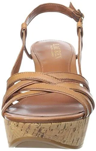 Lauren Ralph Lauren Quaylin Wedge Sandal, Polo Tan Soft Burnished Calf  (Women)