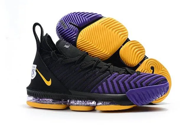 LeBron 16 King Lakers Black Gold Purple Men's Basketball Shoes