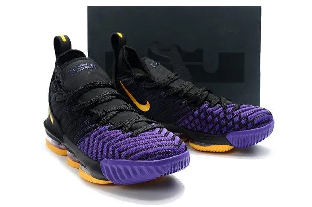 LeBron 16 King Lakers Black Gold Purple Men's Basketball Shoes