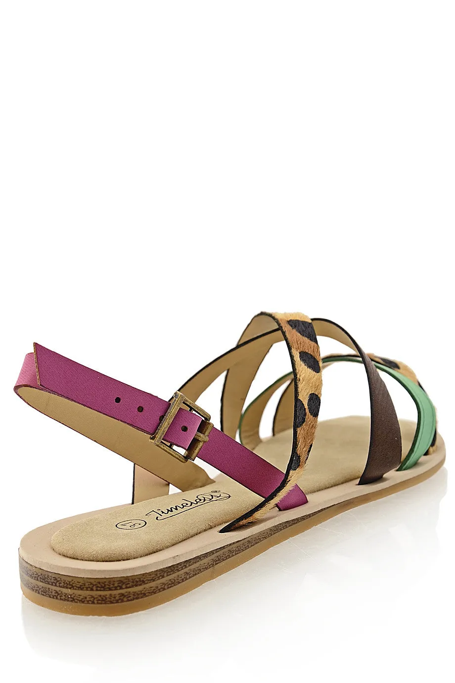 LEOPARD Green Fuchsia Sandals