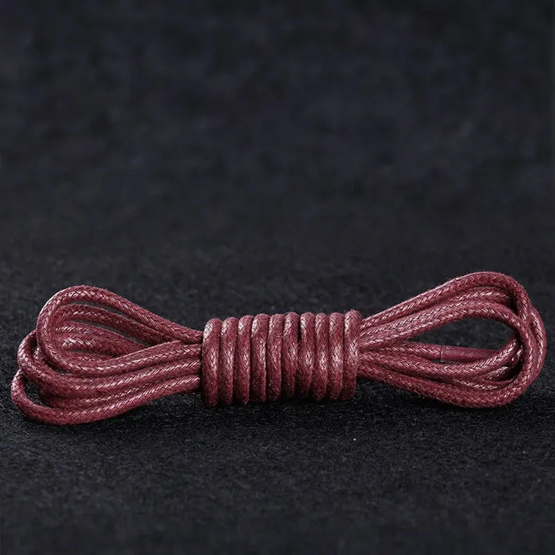 Light and Thin Waxed Round Shoelaces for Leather Shoes