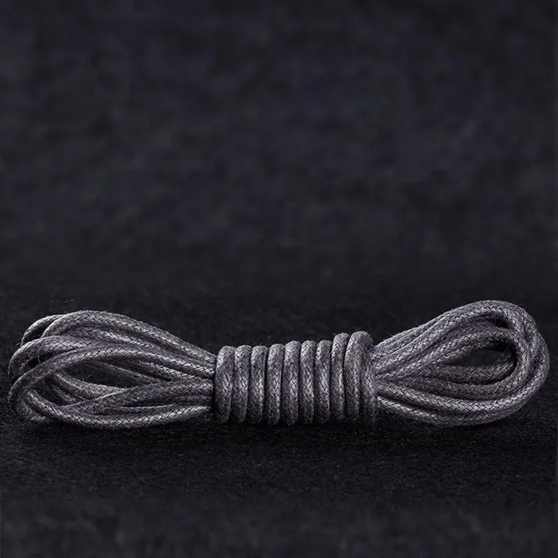 Light and Thin Waxed Round Shoelaces for Leather Shoes