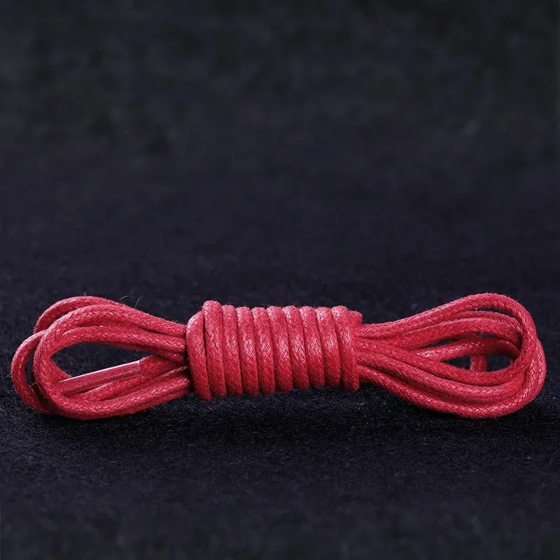 Light and Thin Waxed Round Shoelaces for Leather Shoes