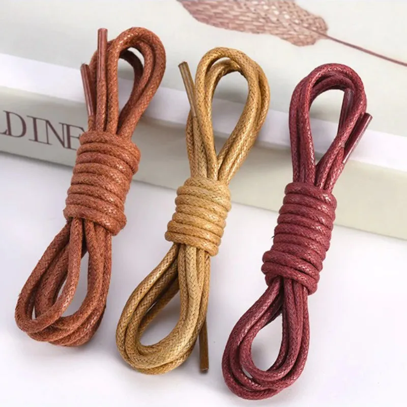 Light and Thin Waxed Round Shoelaces for Leather Shoes