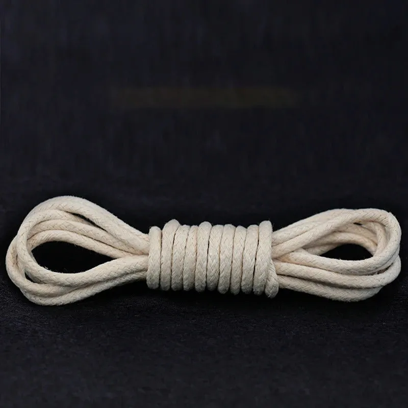 Light and Thin Waxed Round Shoelaces for Leather Shoes