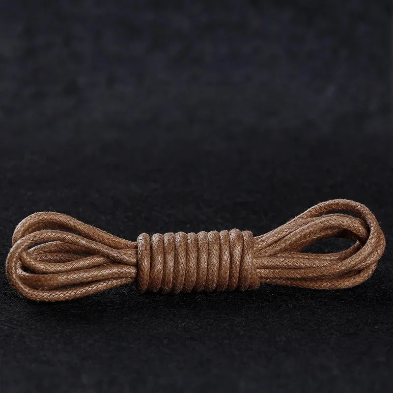 Light and Thin Waxed Round Shoelaces for Leather Shoes