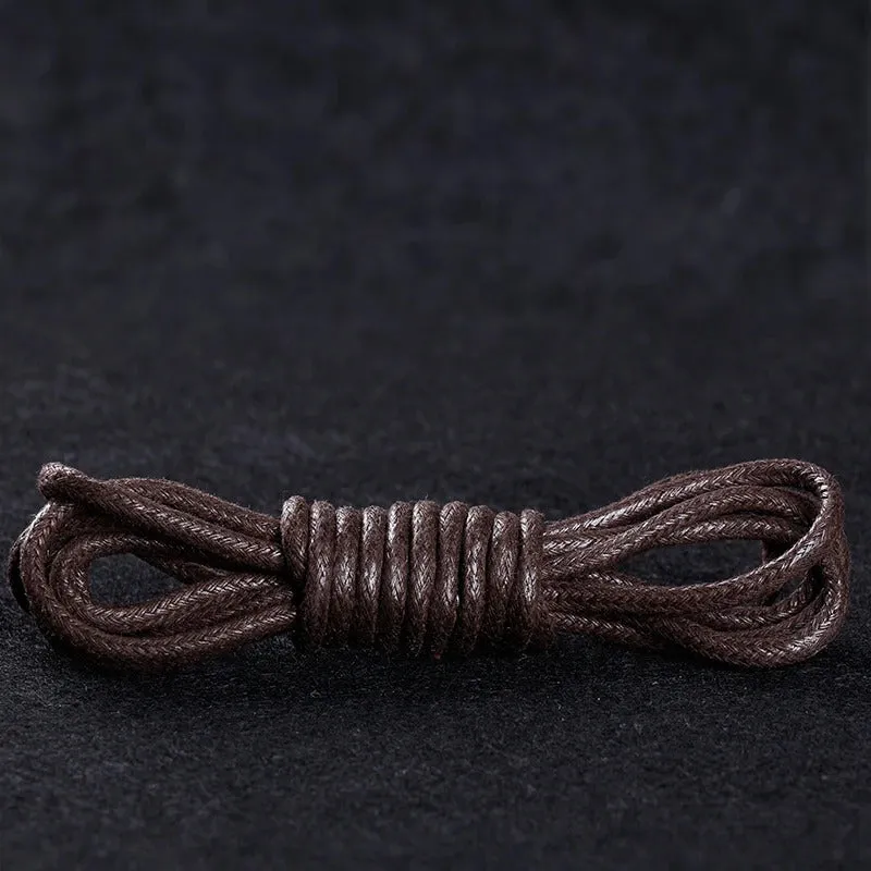 Light and Thin Waxed Round Shoelaces for Leather Shoes