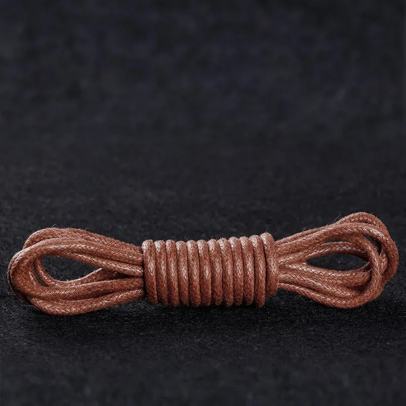 Light and Thin Waxed Round Shoelaces for Leather Shoes