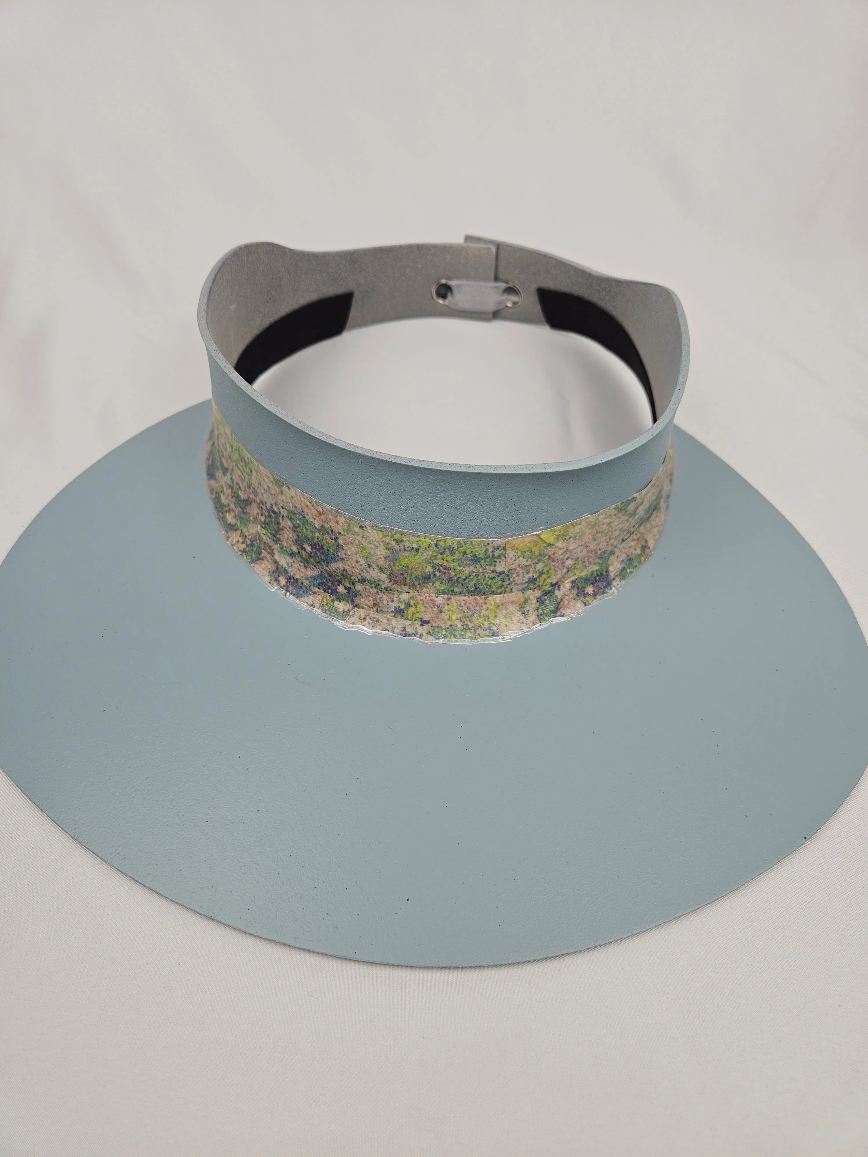 Light Blue "LadyEVA" Visor Hat with Monet Style Floral Band