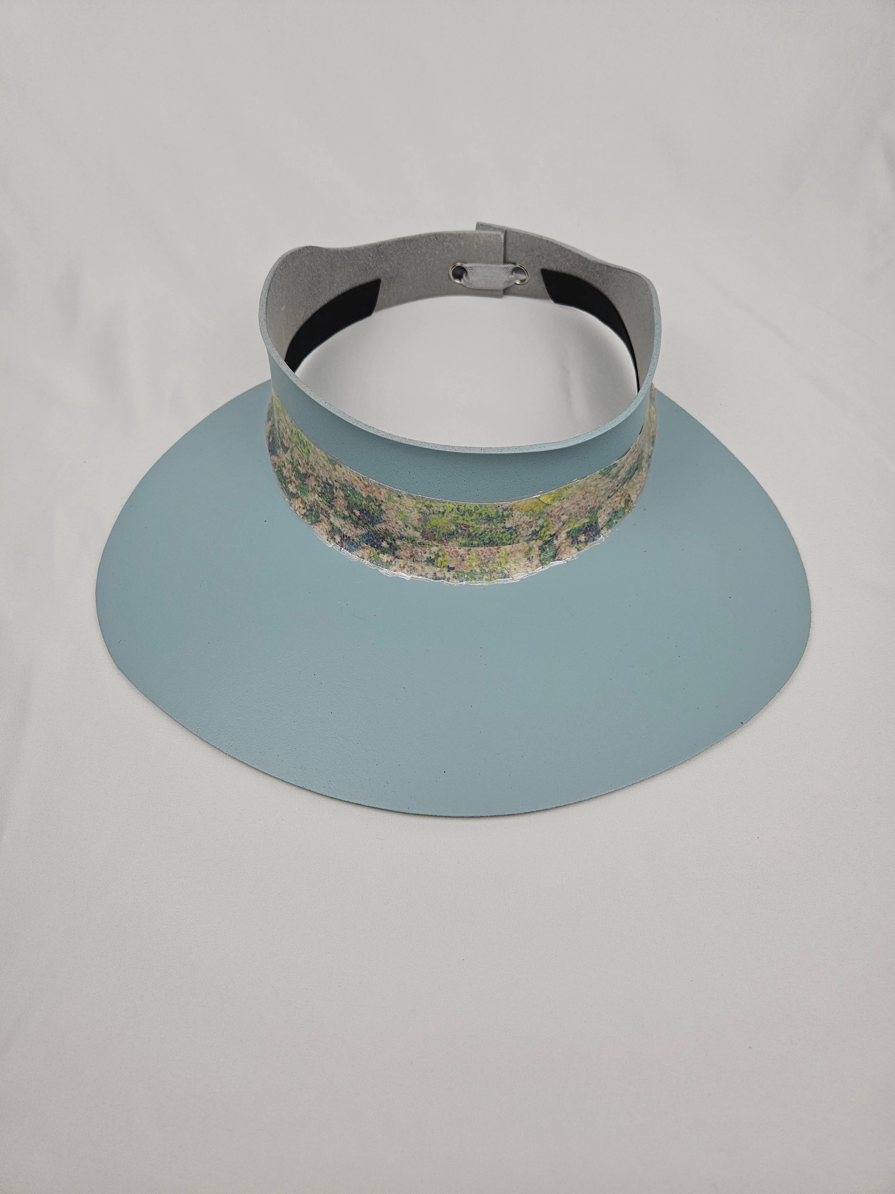 Light Blue "LadyEVA" Visor Hat with Monet Style Floral Band