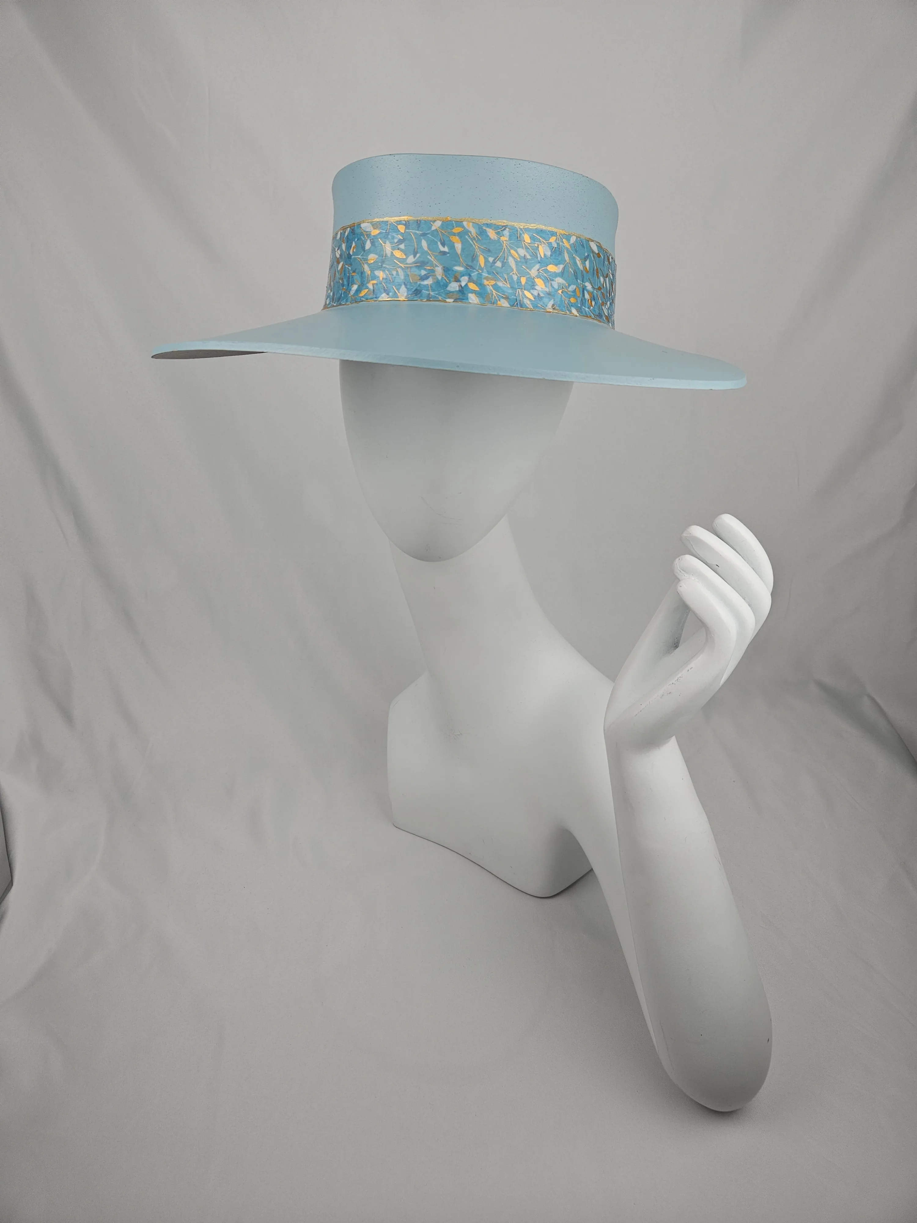 Light Blue "LadyEVA" Visor Hat with Teal Blue Floral Band