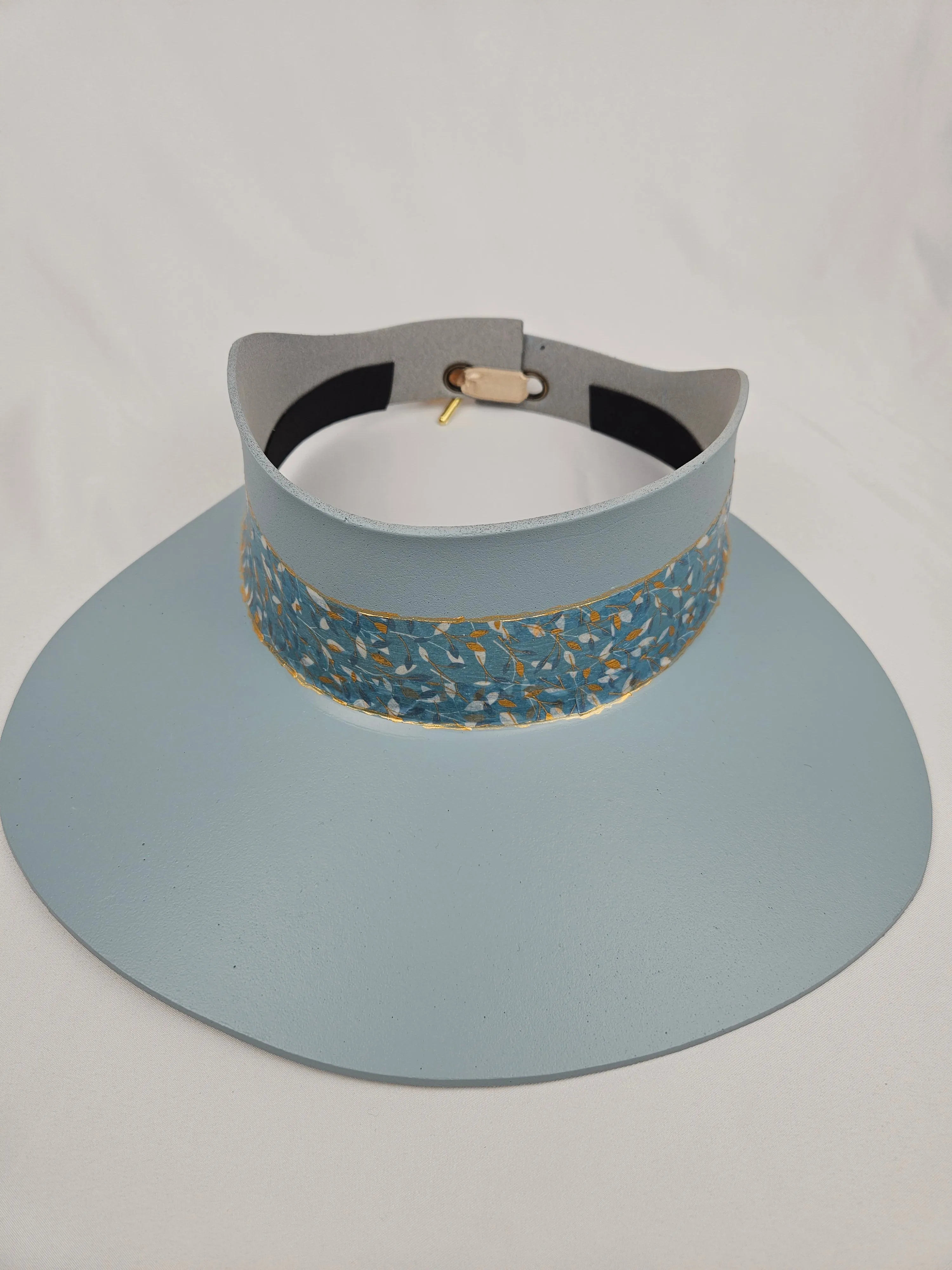 Light Blue "LadyEVA" Visor Hat with Teal Blue Floral Band