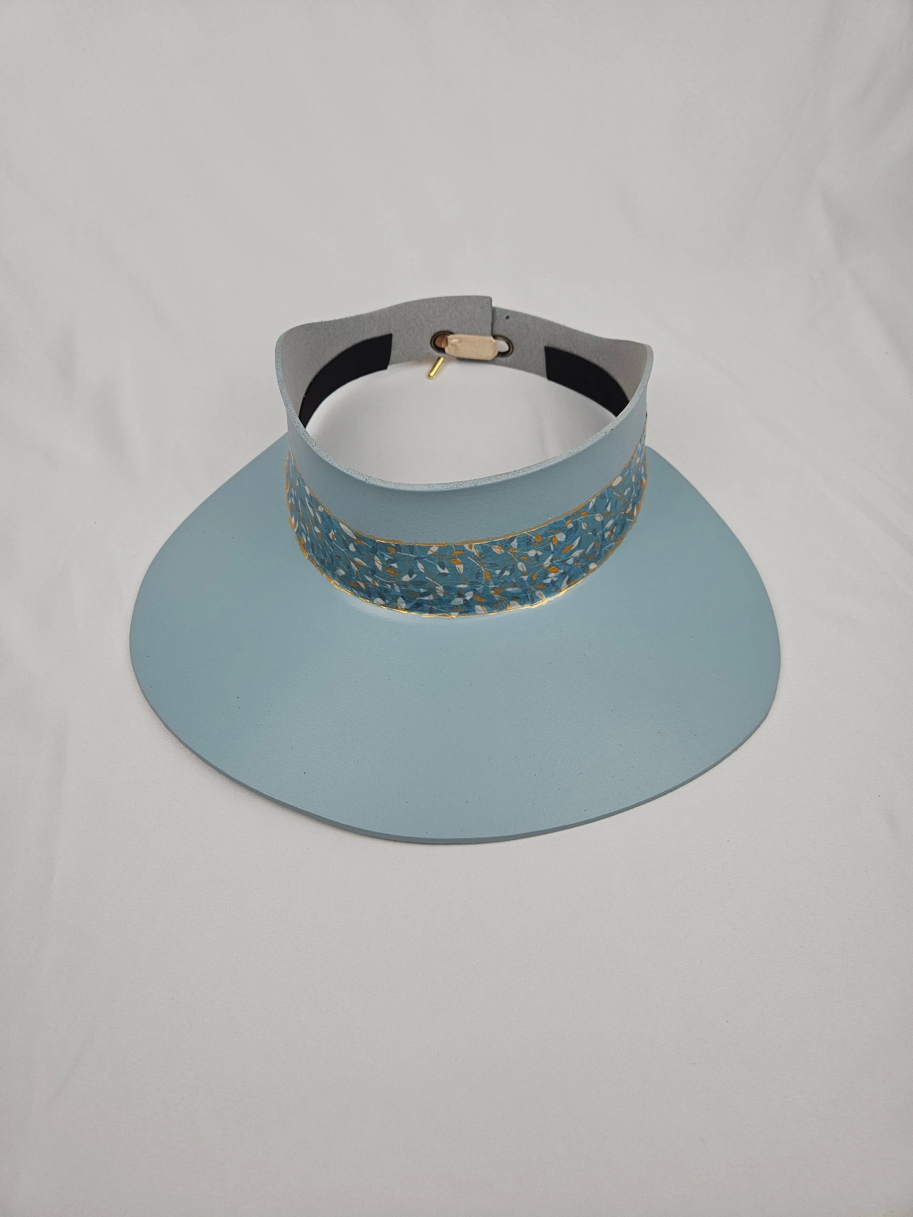 Light Blue "LadyEVA" Visor Hat with Teal Blue Floral Band