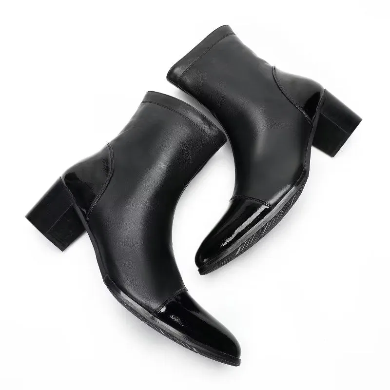 LuxeCroc Texture Leather Ankle Boots