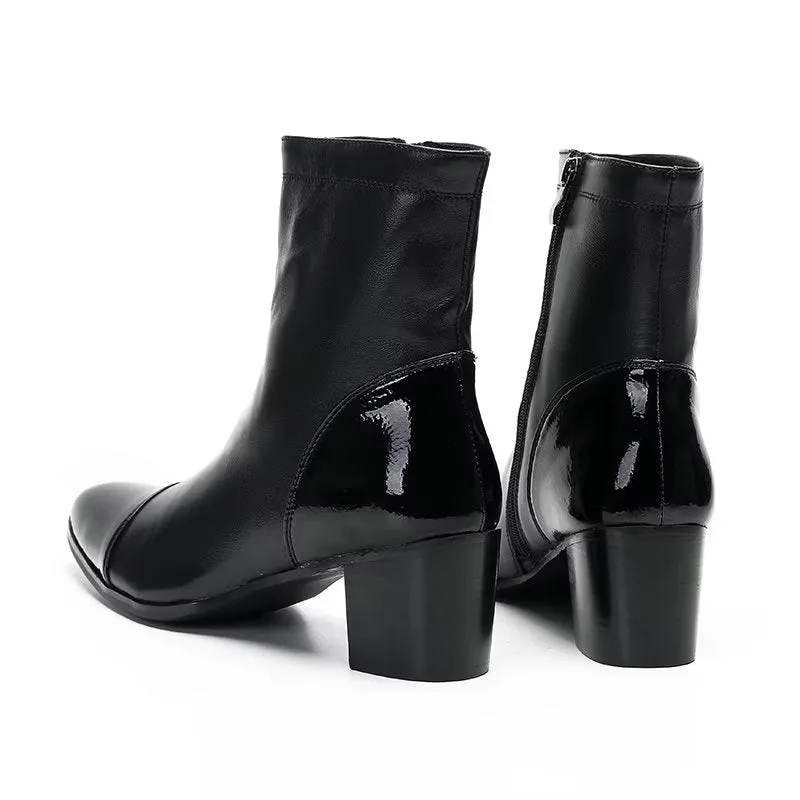 LuxeCroc Texture Leather Ankle Boots