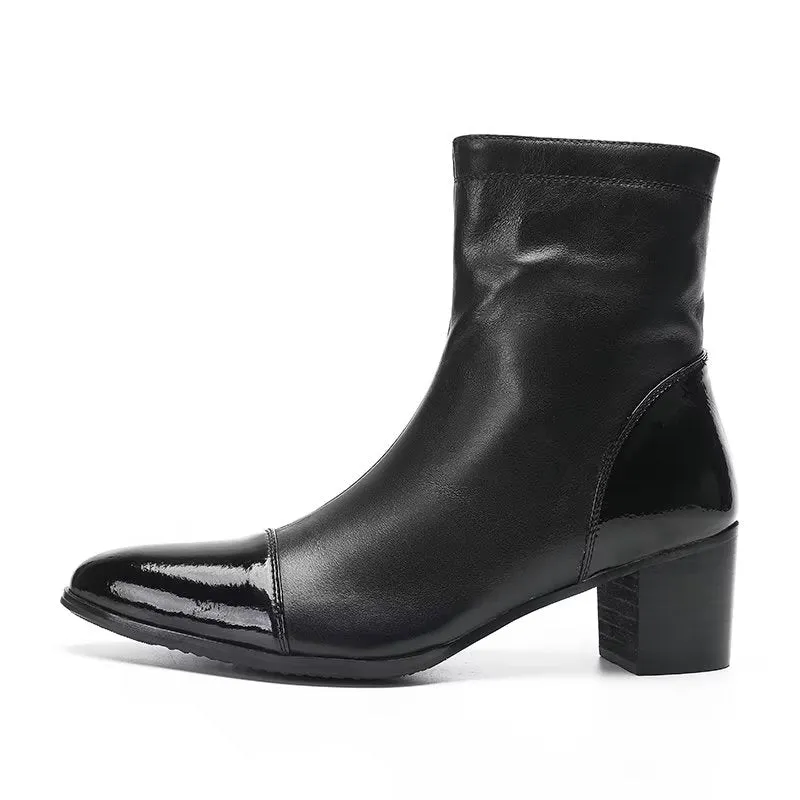 LuxeCroc Texture Leather Ankle Boots