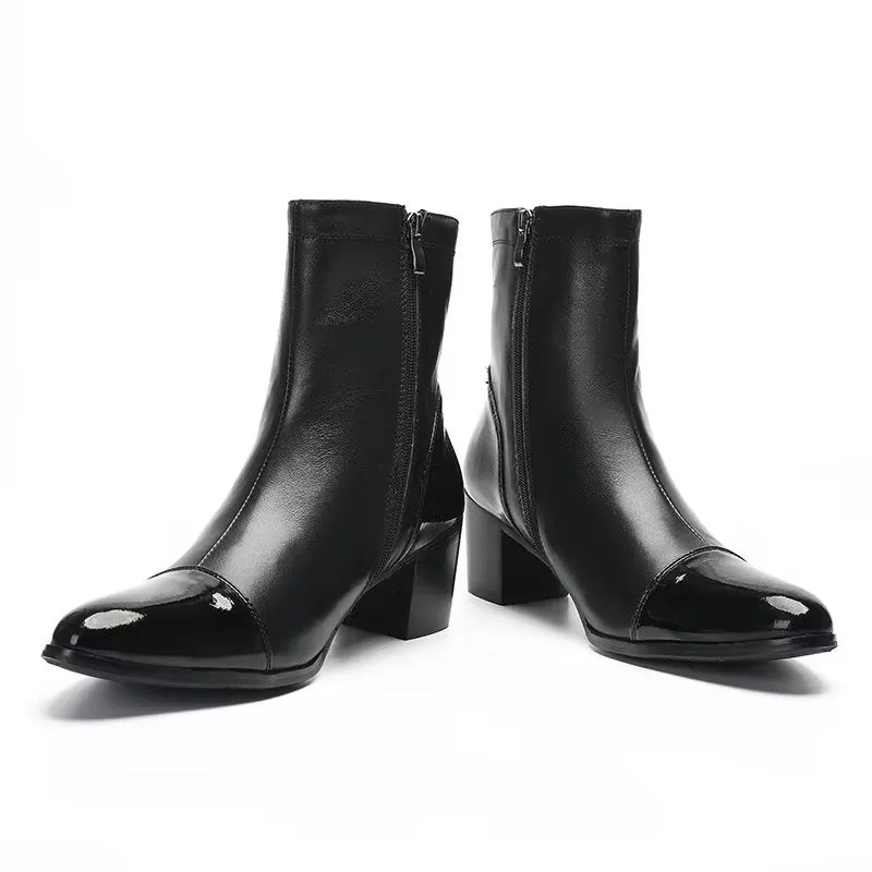 LuxeCroc Texture Leather Ankle Boots