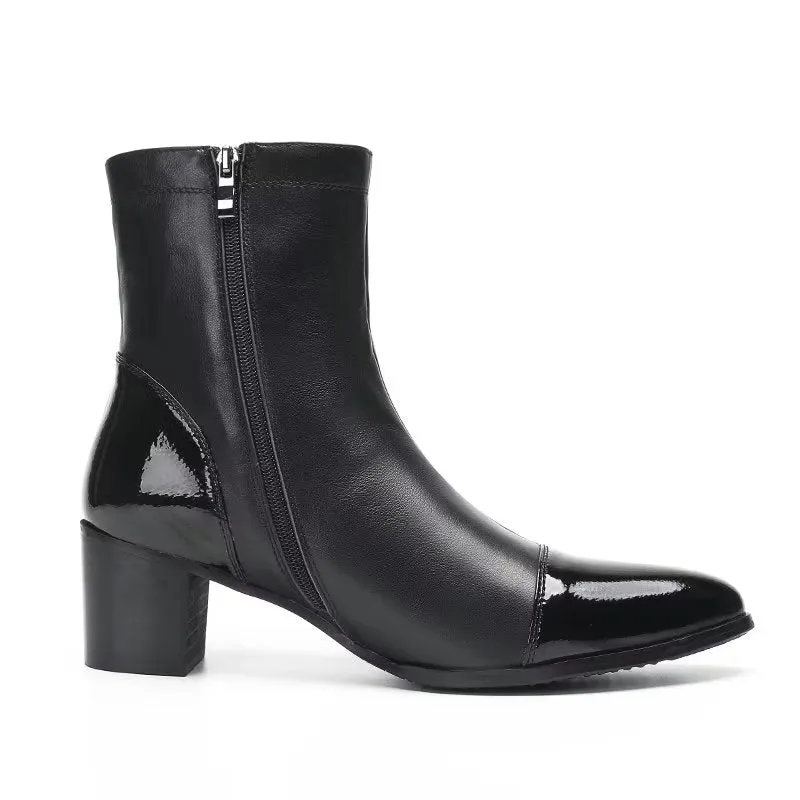 LuxeCroc Texture Leather Ankle Boots