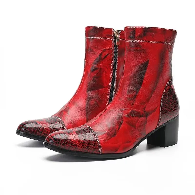 LuxeCroc Texture Leather Ankle Boots