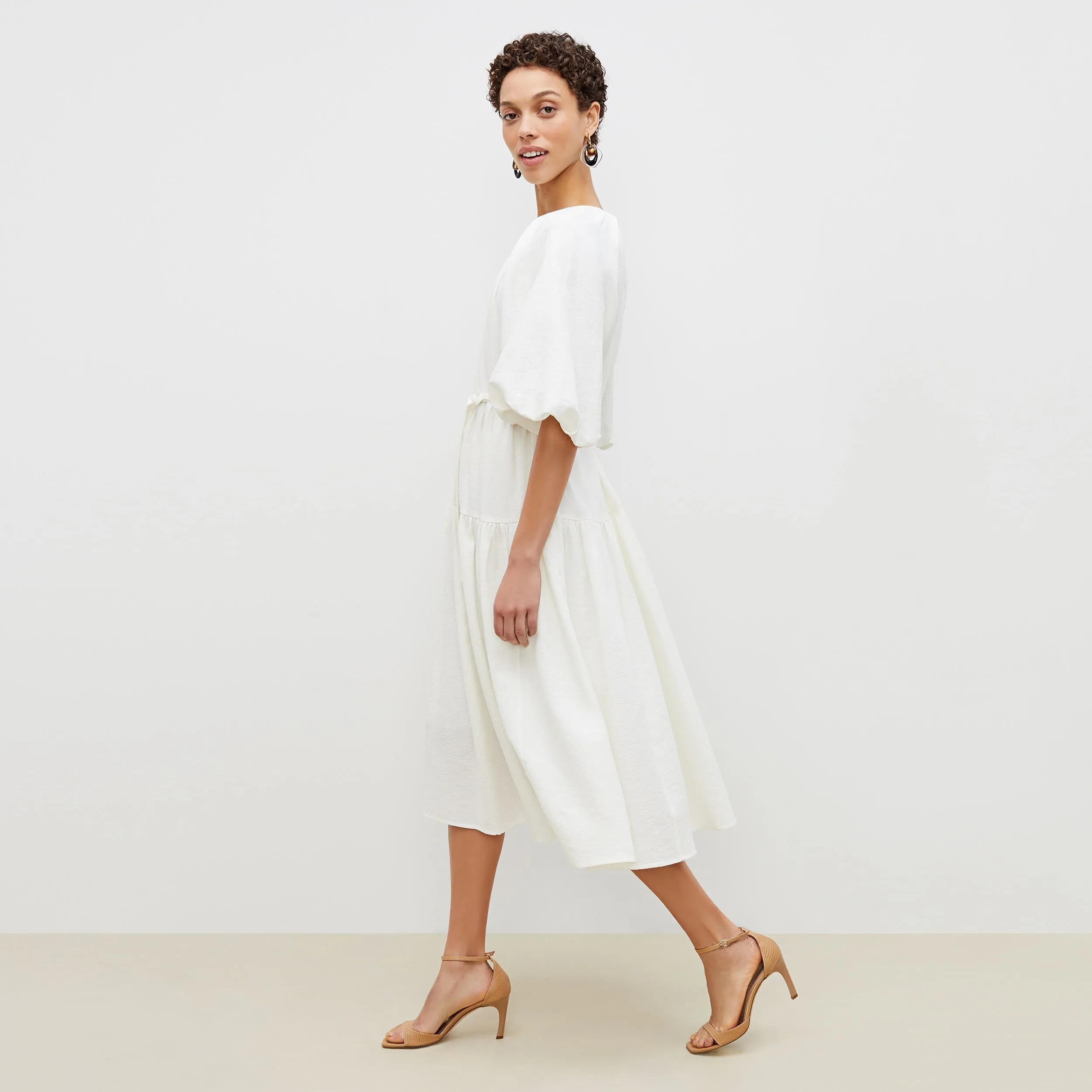 Medina Dress - Textured Voile :: Porcelain