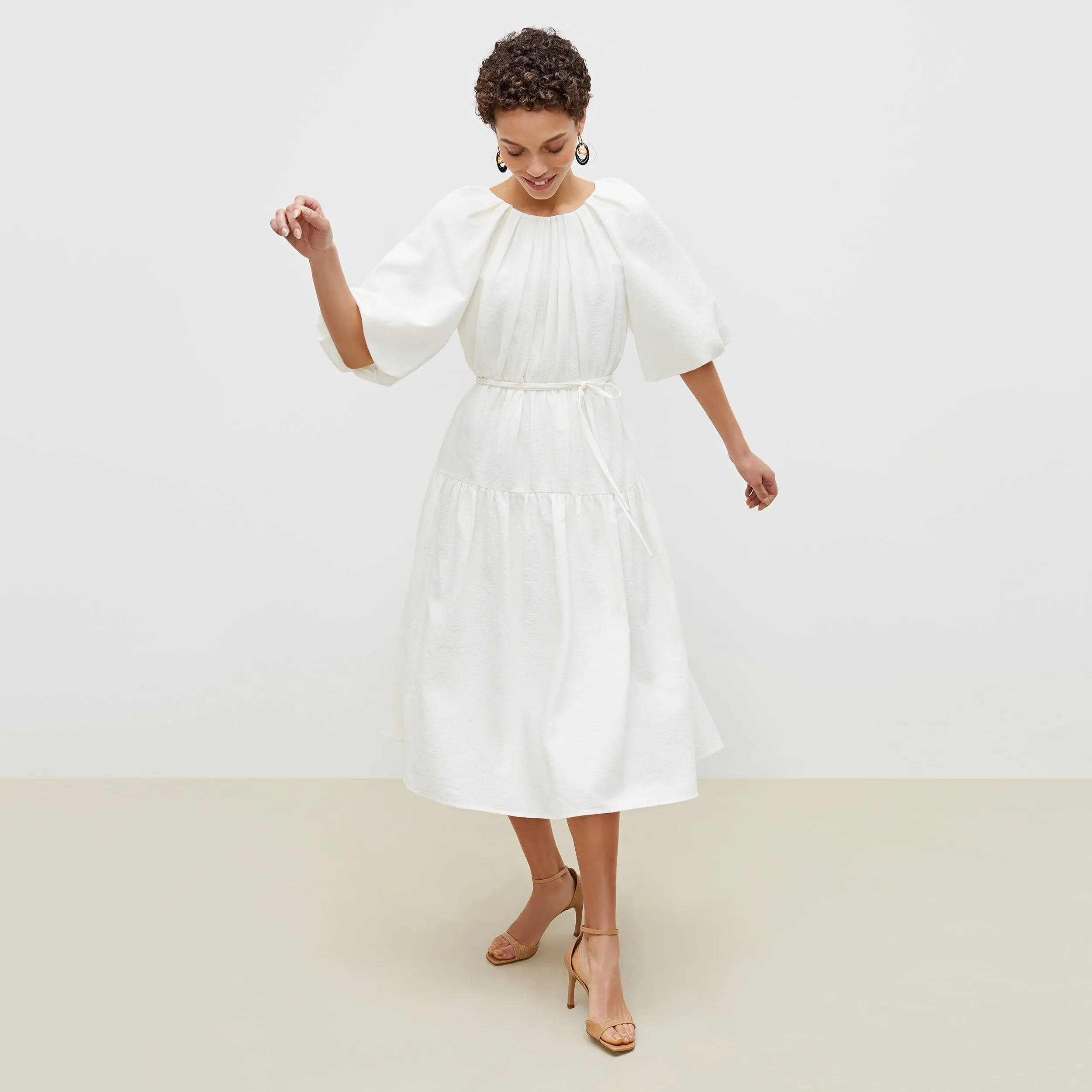 Medina Dress - Textured Voile :: Porcelain