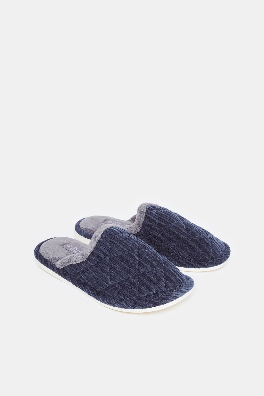 Men Navy Textured Slide Slipper