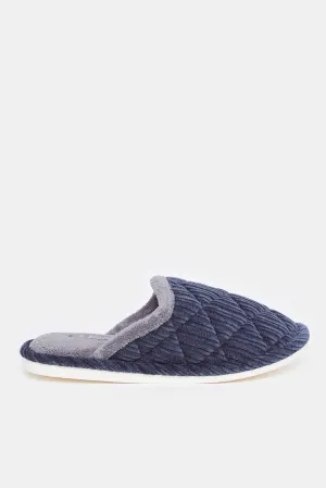 Men Navy Textured Slide Slipper