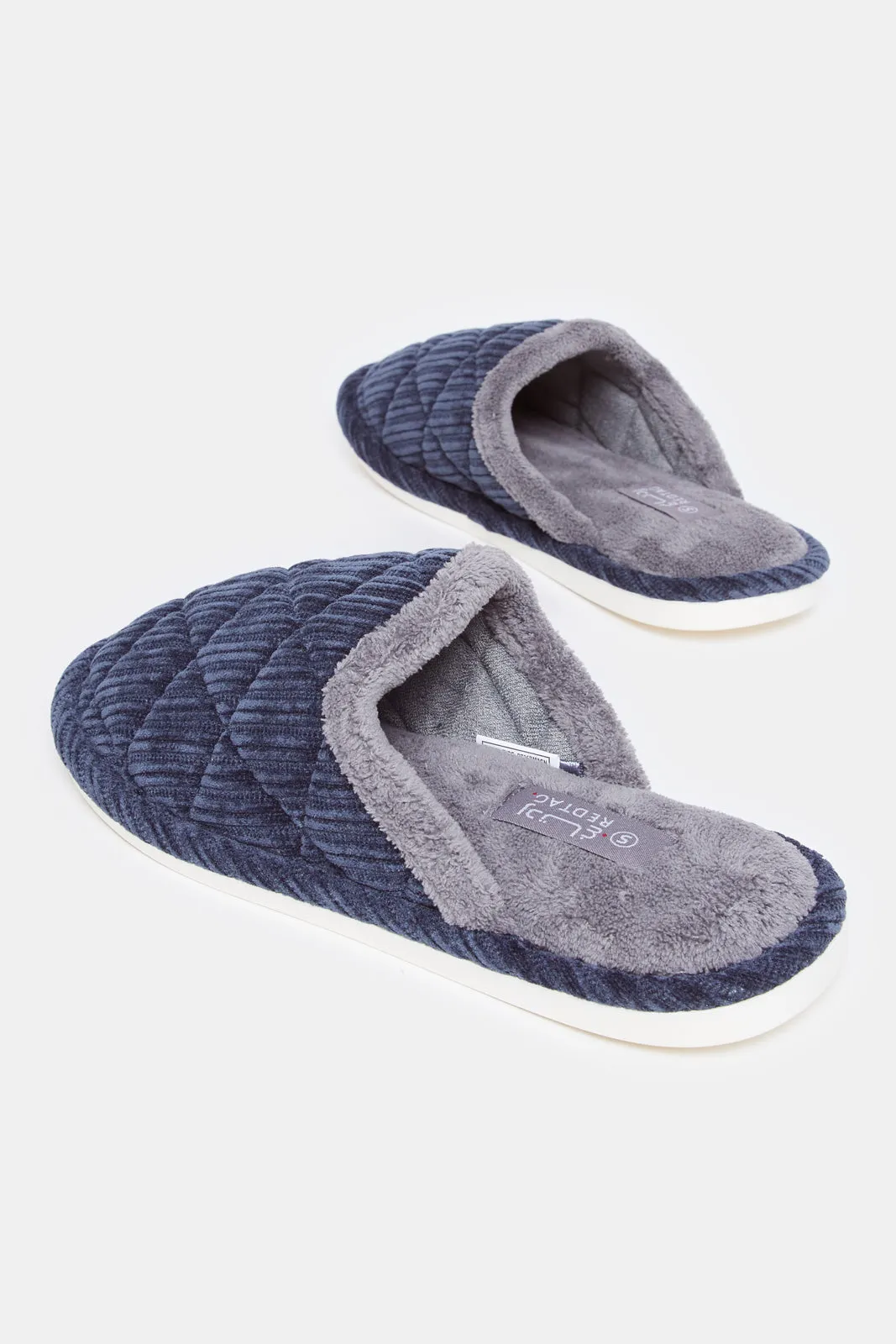 Men Navy Textured Slide Slipper