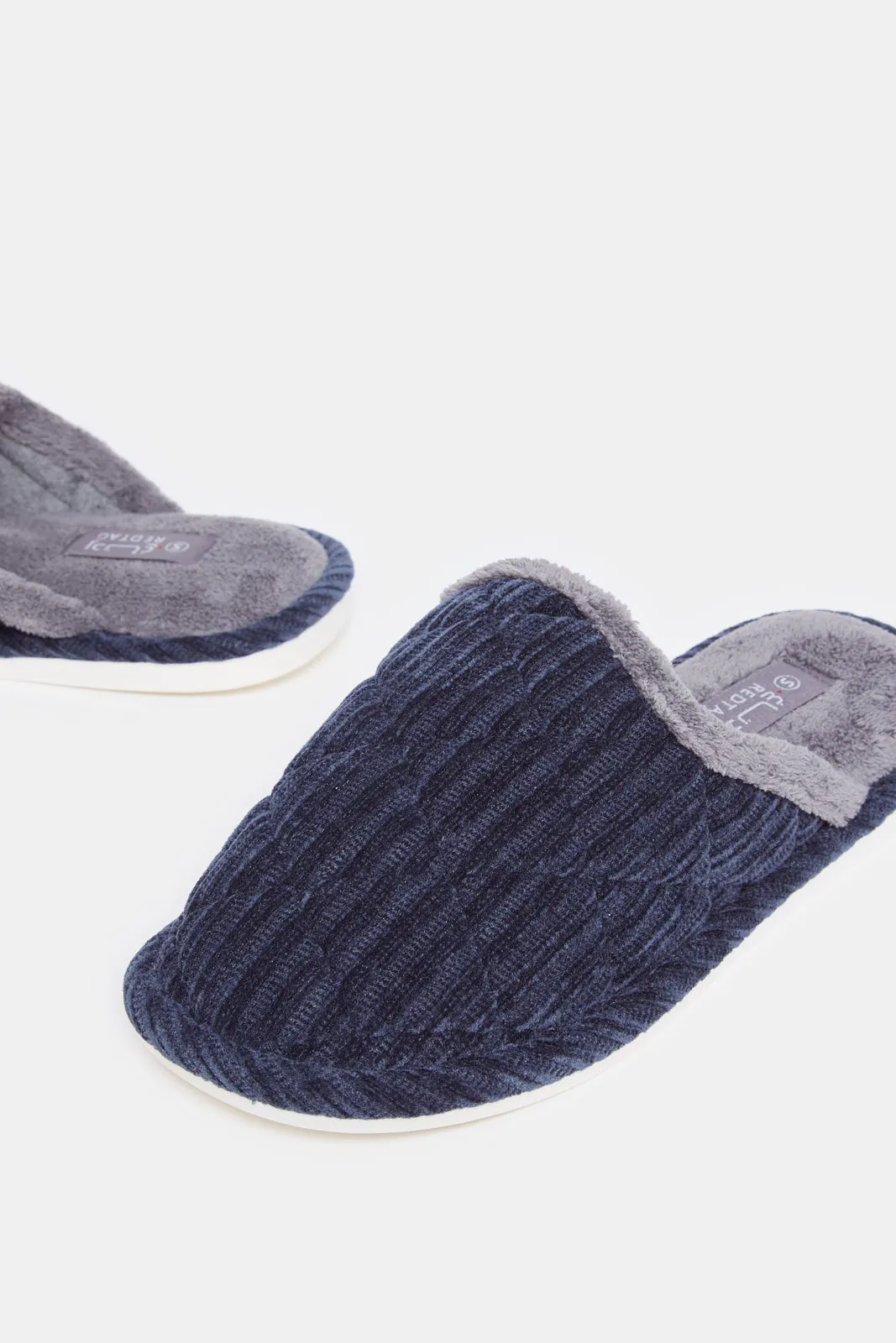 Men Navy Textured Slide Slipper