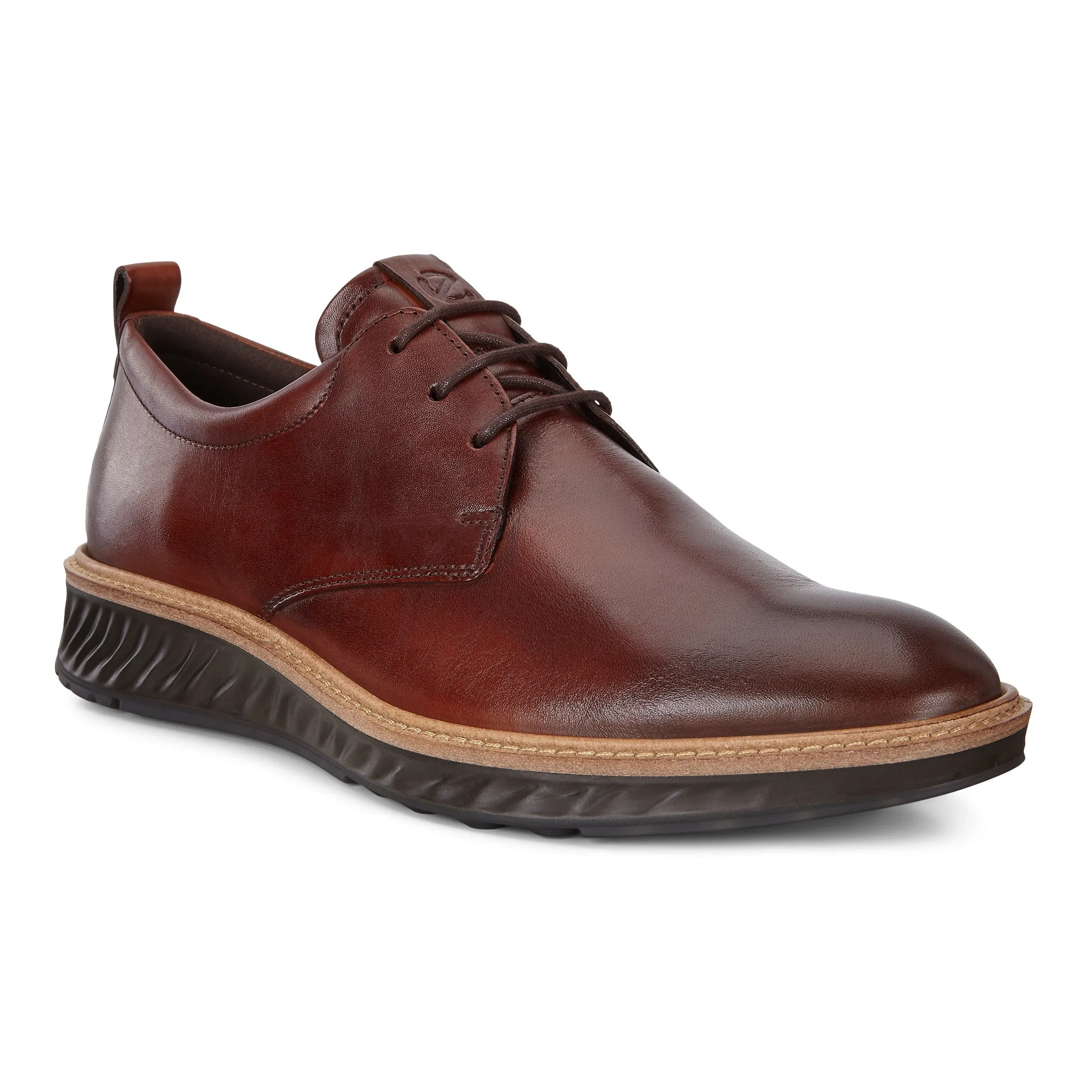 Men's Ecco ST.1 Hybrid Plain Toe Color: Cognac