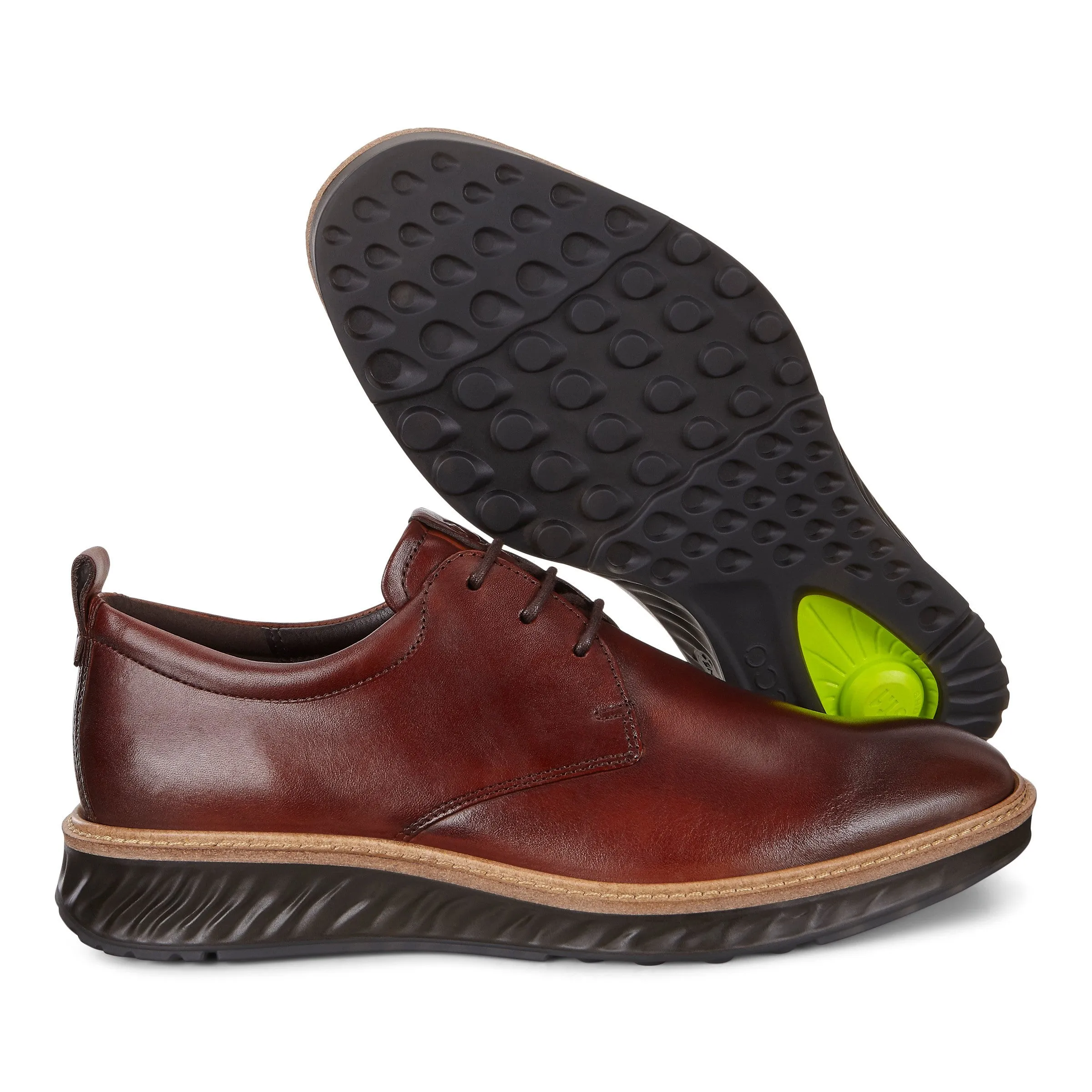 Men's Ecco ST.1 Hybrid Plain Toe Color: Cognac