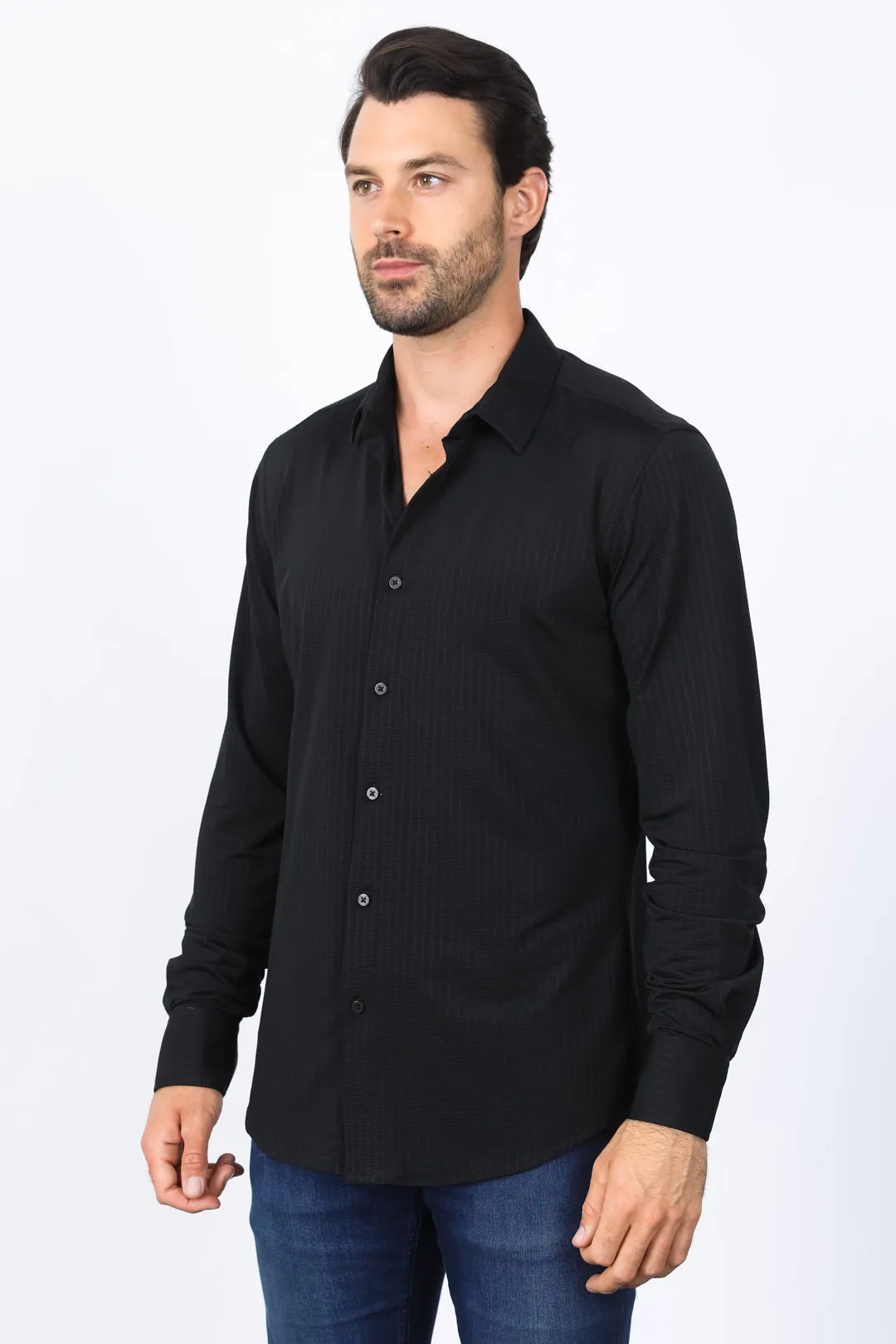 Men’s Modern Fit Stretch Dress Shirt - Black