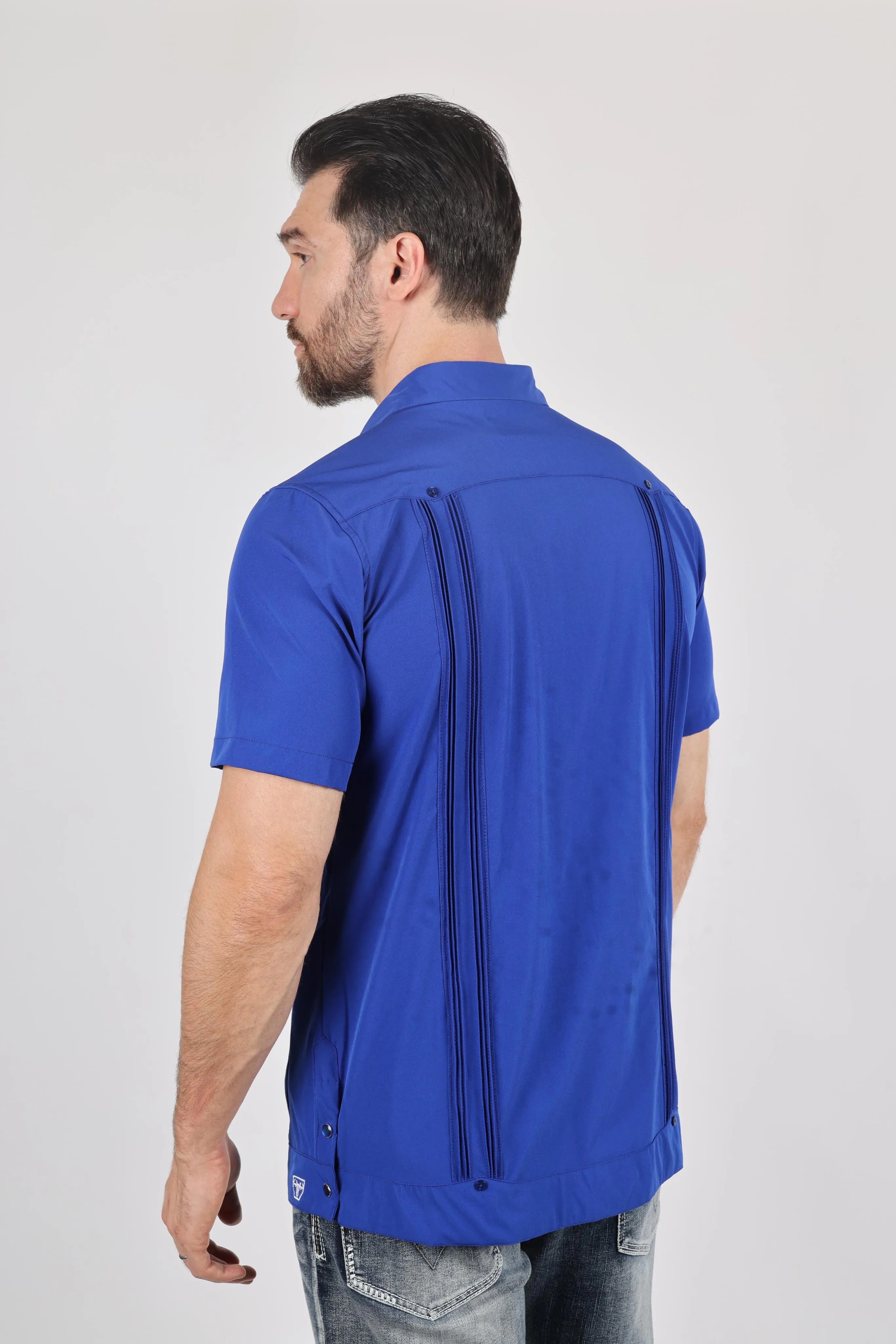 Men's Modern Royal Blue GUAYABERA Shirt