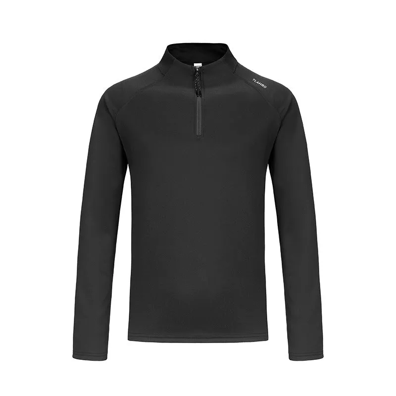 MEN'S OUTDOOR FAST DRYING HALF ZIPPER LONG SLEEVE T-SHIRT AUTUMN HOODIE RUNNING FITNESS TOP