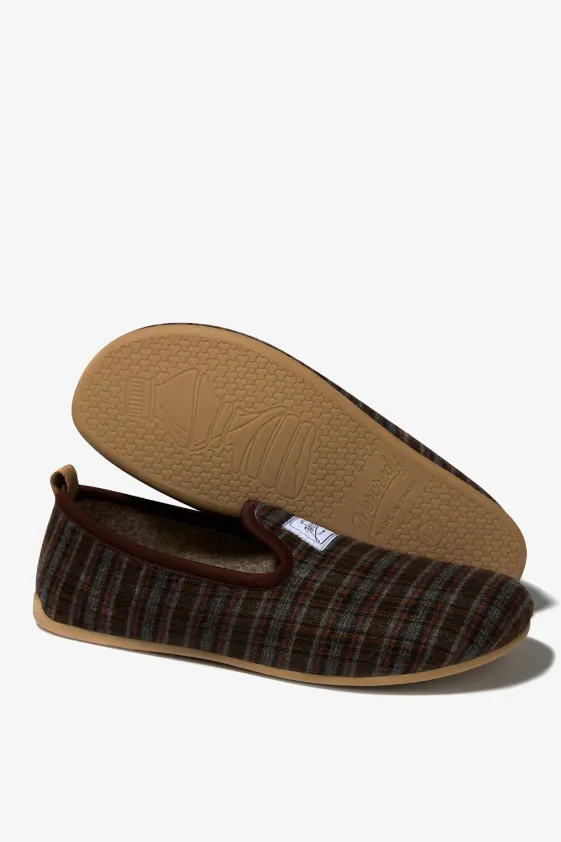 Mercredy Mens Marron Gran Checker Slippers