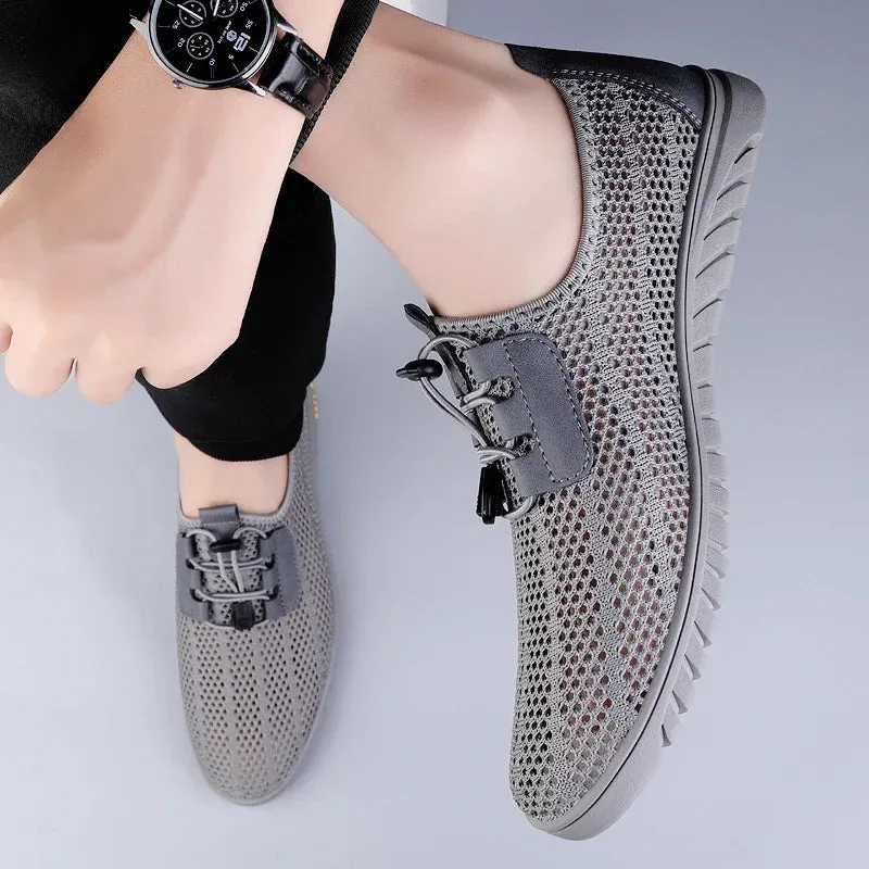 Mesh Hollow Solid Flat Sneakers