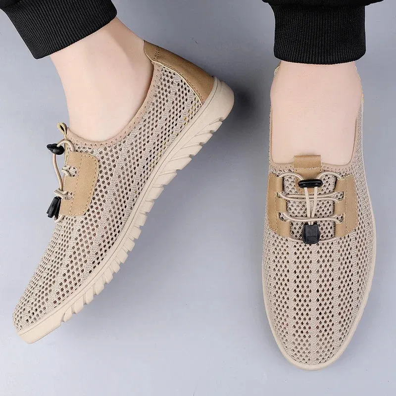 Mesh Hollow Solid Flat Sneakers