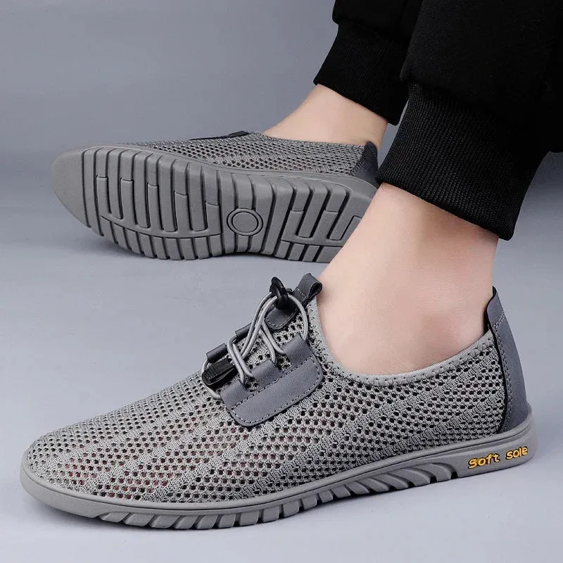 Mesh Hollow Solid Flat Sneakers