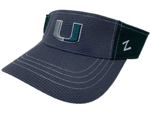 Miami Hurricanes Zephyr Gray & Dark Green Adjustable Strap Golf Visor Hat Cap