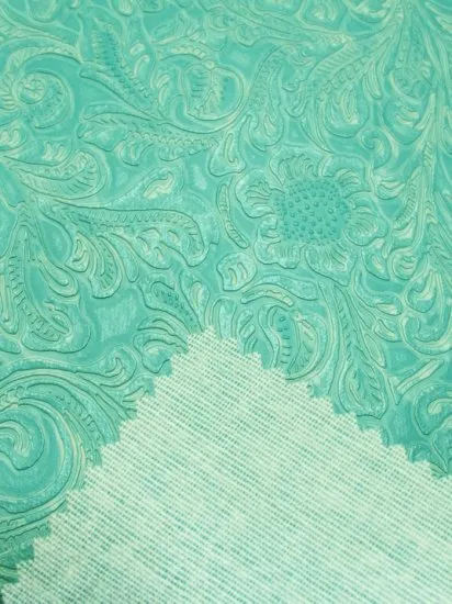 Mint Vintage Western Floral Pu Leather Fabric