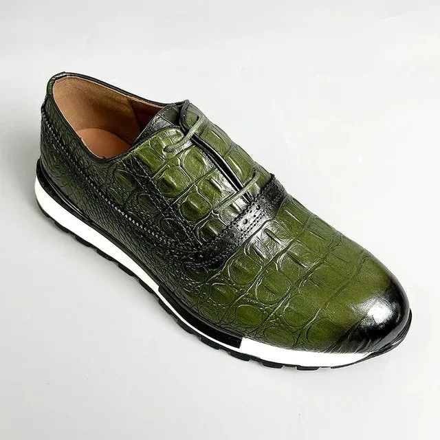 Mixed-Colors Crocodile Leather Shoes