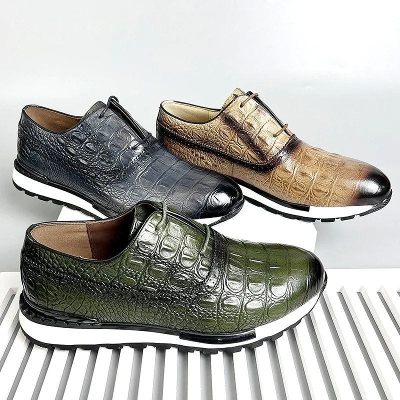 Mixed-Colors Crocodile Leather Shoes