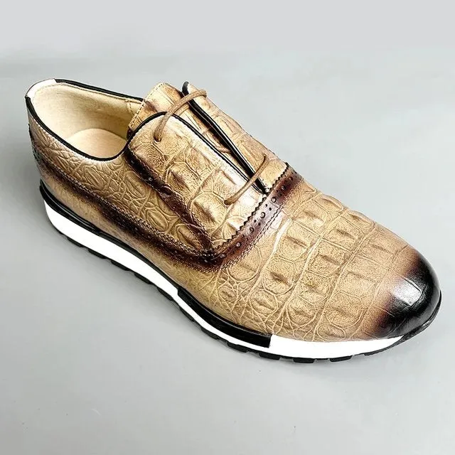 Mixed-Colors Crocodile Leather Shoes